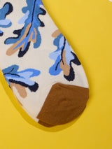 Cream Blue Leaf Socks - TOSSIDO