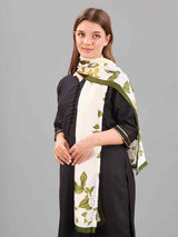 Cream Floral Printed Stole - TOSSIDO