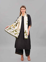 Cream Floral Printed Stole - TOSSIDO