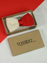 Cream & Red Dual - Tone Knitted Bow Tie - TOSSIDO
