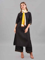 Cream & Yellow Horse Printed Stole - TOSSIDO