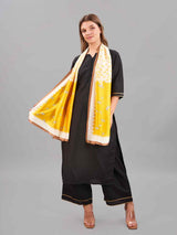 Cream & Yellow Horse Printed Stole - TOSSIDO