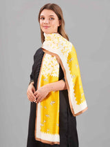 Cream & Yellow Horse Printed Stole - TOSSIDO