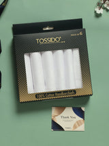 Crisp White Daily Cotton Handkerchief Set - TOSSIDO