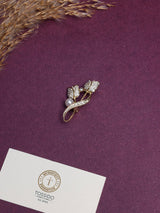 Crystal Twin Tulips Pearl Brooch - TOSSIDO