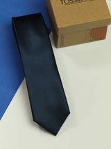 Dark Blue Solid Skinny Necktie - TOSSIDO