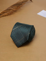 Dark Green Checks Teflon Silk Necktie - TOSSIDO