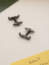 Dark Grey Moustache Cufflinks - TOSSIDO