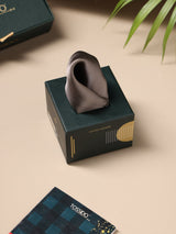 Dark Grey Solid Silk Pocket Square - TOSSIDO