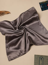 Dark Grey Solid Silk Pocket Square - TOSSIDO