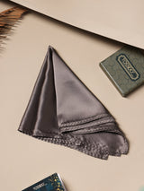 Dark Grey Solid Silk Pocket Square - TOSSIDO