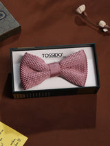 Dusty Pink Solid Knitted Bowtie - TOSSIDO
