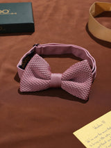 Dusty Pink Solid Knitted Bowtie - TOSSIDO