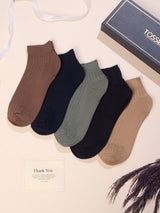 Earth Tone Ribbed Ankle Socks – Pack of 5 - TOSSIDO