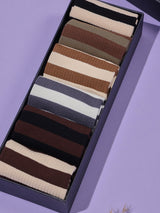 Earth Tone Ribbed Stripe Socks – Pack of 6 - TOSSIDO