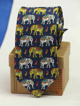 Elephant Print Blue Necktie - TOSSIDO
