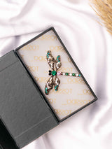 Emerald Dragonfly Crystal Brooch