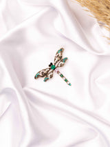 Emerald Dragonfly Crystal Brooch