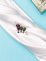 Enamel Owl Trio Brooch