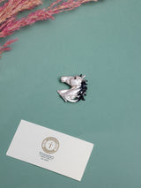 Pearly White & Black Mane Horse Head Brooch