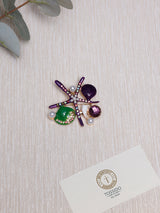 Purple & Green Starfish Shells Brooch