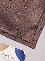 Brown Micro Paisley Woven Ascot & Pocket Square