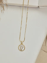 Gold Initial U Pendant Necklace - TOSSIDO