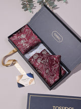 Red & Gold Paisley Woven Ascot & Pocket Square
