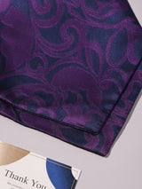 Purple Bold Floral Woven Ascot & Pocket Square