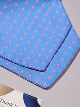 Sky Blue & Pink Polka Dot Woven Ascot & Pocket Square