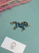 Blue & Green Crystal Unicorn Brooch