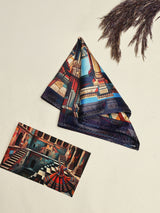 Gujarat Stepwell Navy Printed Pocket Square - TOSSIDO