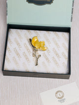 Yellow Enamel Magnolia Brooch