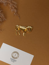 Red & Gold Saddled Horse Brooch