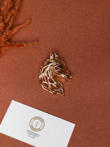 Gold Openwork Horse Head Brooch