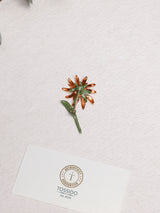 Amber Sunflower Crystal Brooch