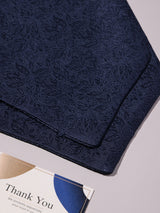 Navy Self Micro Floral Woven Ascot & Pocket Square