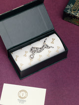 Silver Crystal Leopard Pearl Brooch