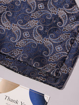Blue & Brown Paisley Woven Ascot & Pocket Square