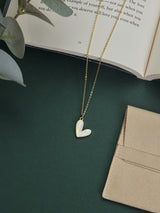 White Mosaic Heart Pendant Necklace - TOSSIDO