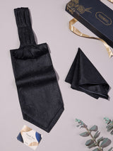 Black Self Paisley Woven Ascot & Pocket Square