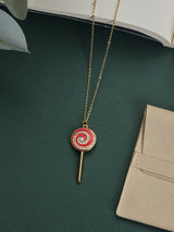 Red Swirl Lollipop Pendant Necklace - TOSSIDO