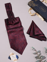 Maroon Classic Paisley Woven Ascot & Pocket Square