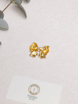 Matte Gold Pearl Bow Brooch