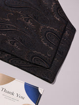 Dark Brown Bold Paisley Woven Ascot & Pocket Square