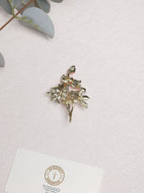Coral Peony Blue Leaf Pearl Brooch