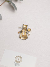 Cat with White Rose Brooch