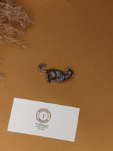 Antique Silver Crouching Leopard Brooch