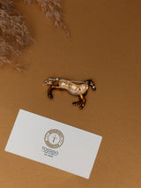 Brown Enamel Saddled Horse Brooch