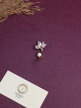 Lilac Enamel Blossom Pearl Brooch